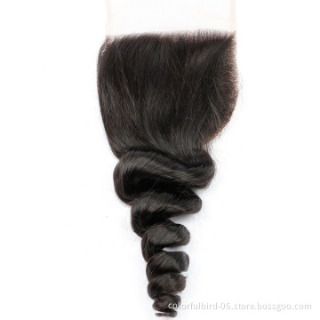 Loose Wave 4*4 Closure 100% Human Hair Closure 16 20 Inch 4x4 transparent HD Lace Remy Hair Peruvian Closure